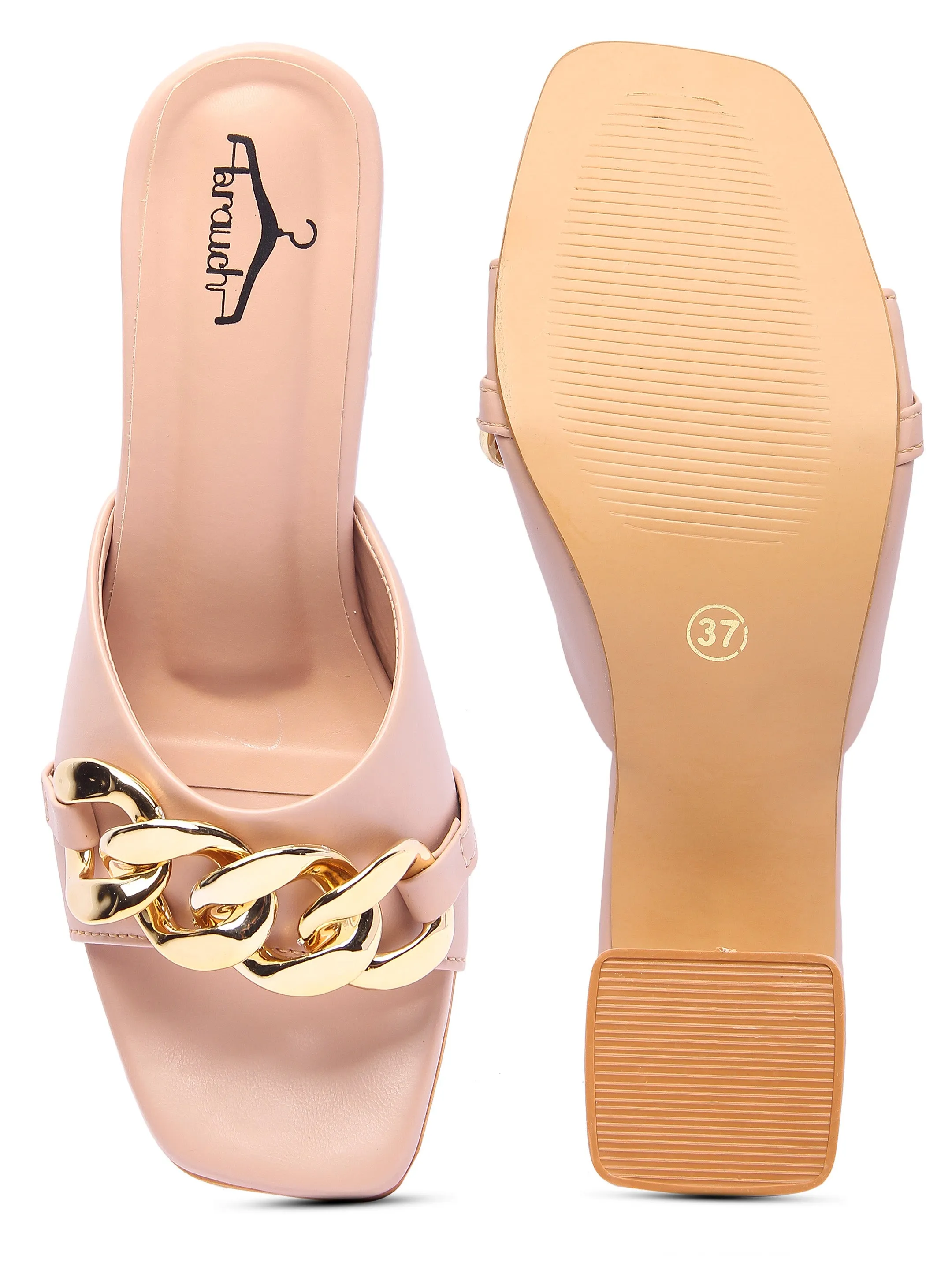 Brauch Women Peach Buckle Block Heel